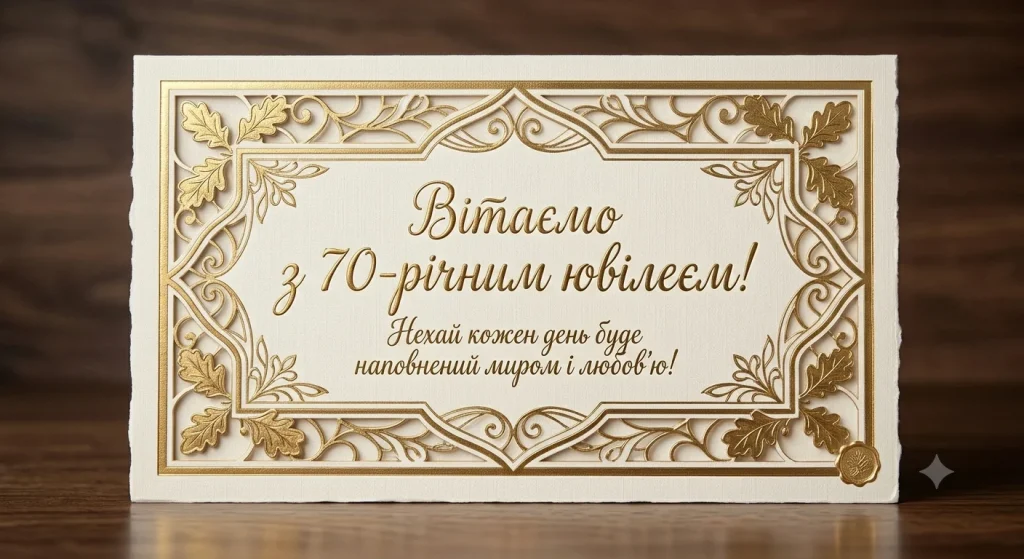 Біло-золота листівка з 70-річчям