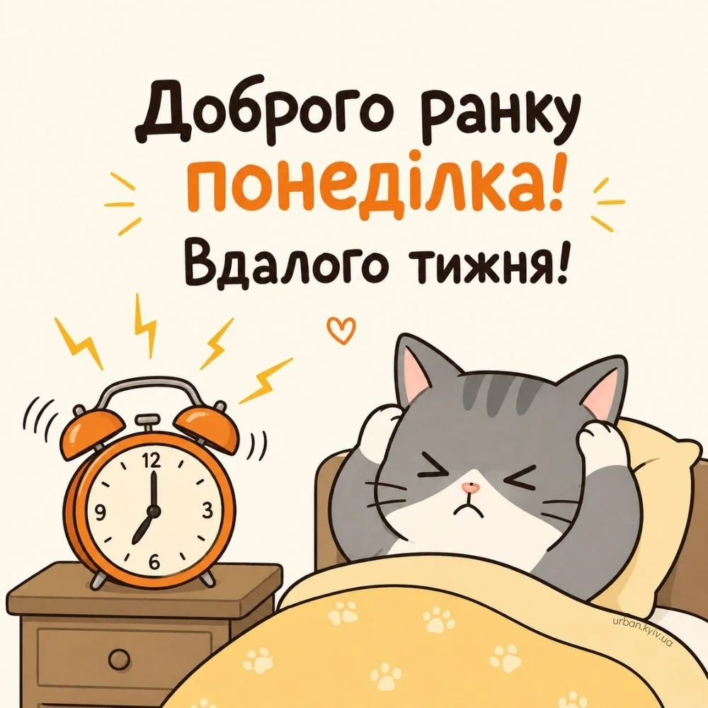Смішна листівка доброго ранку понеділка