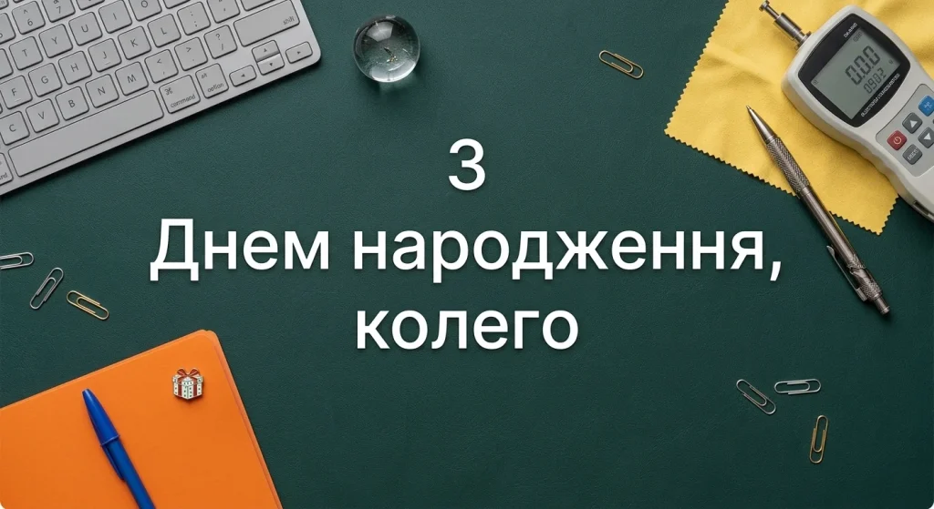 Привітання на фоні робочого стола