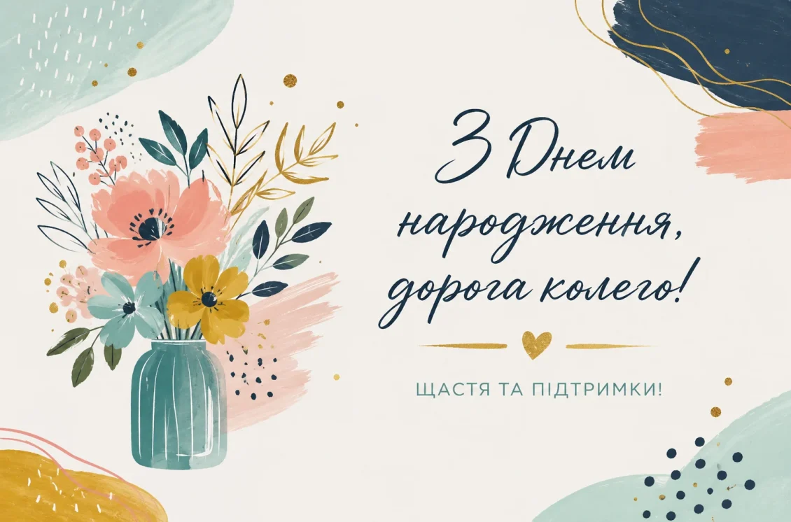 Листівка з Днем народження для колеги
