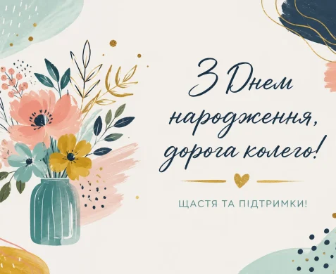 Листівка з Днем народження для колеги