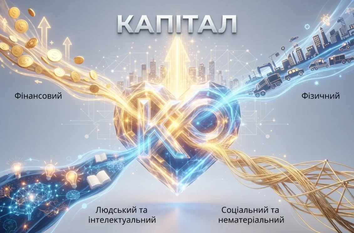 Схема чотирьох видів капіталу навколо серця