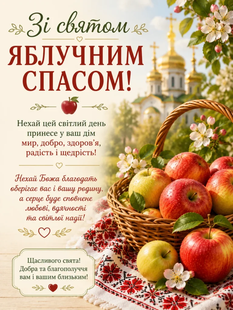 Привітання з Яблучним Спасом українською - картинка
