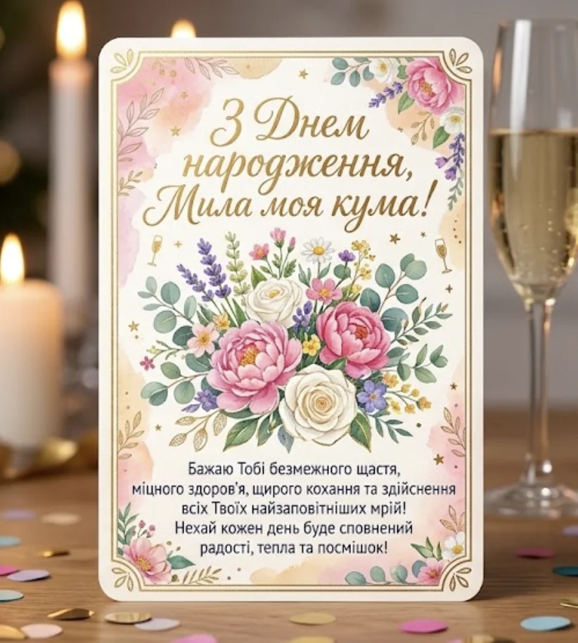 Листівка для куми на День народження
