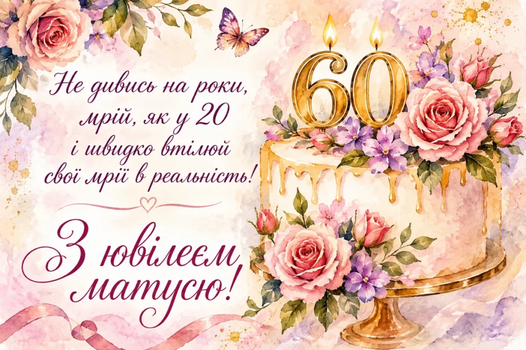 Святковий торт для мами на ювілей 60 