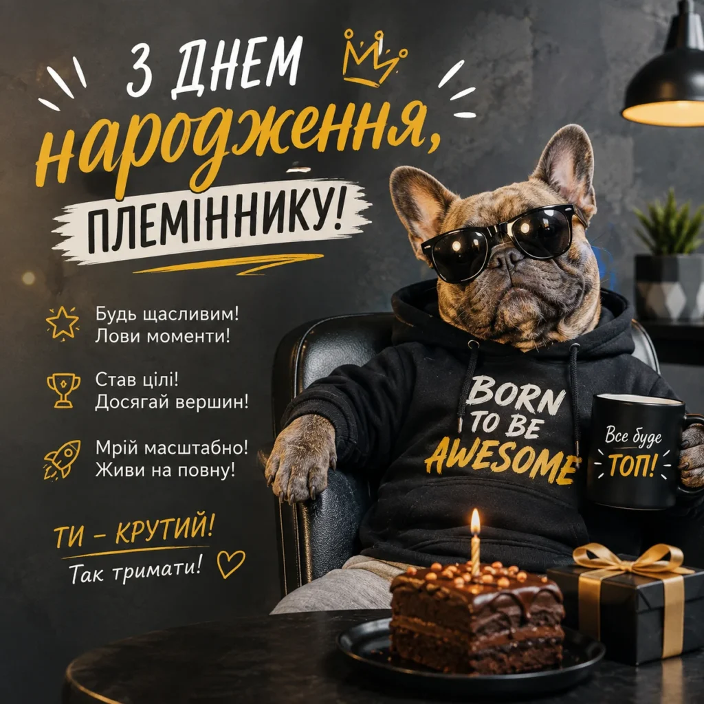 Прикольна листівка з днем народження племінника