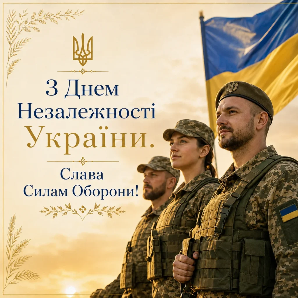 листівка з подякою Силам оборони та привітанням з Днем Незалежності
