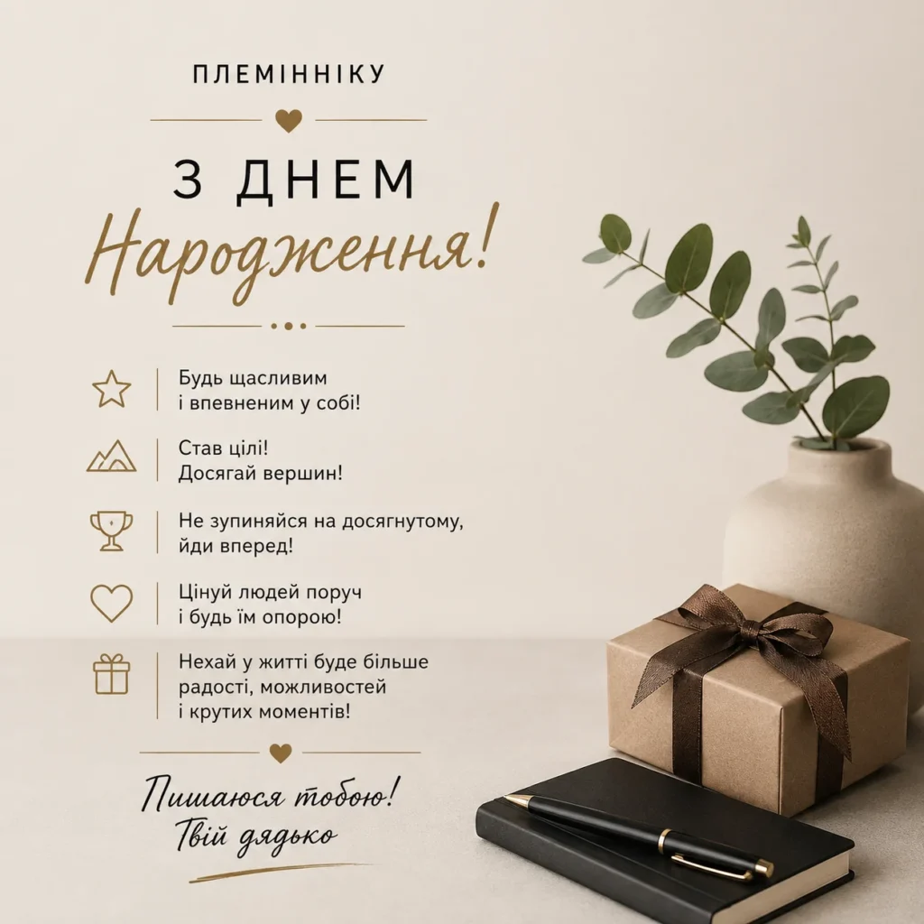 мінімалістична картинка з привітаннями племіннику від дядька