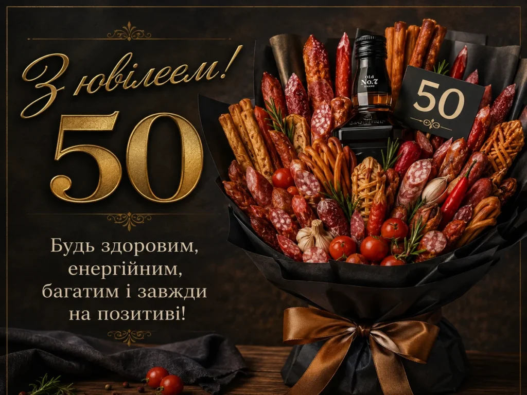 М'ясний букет для чоловіка з ювілеєм 50