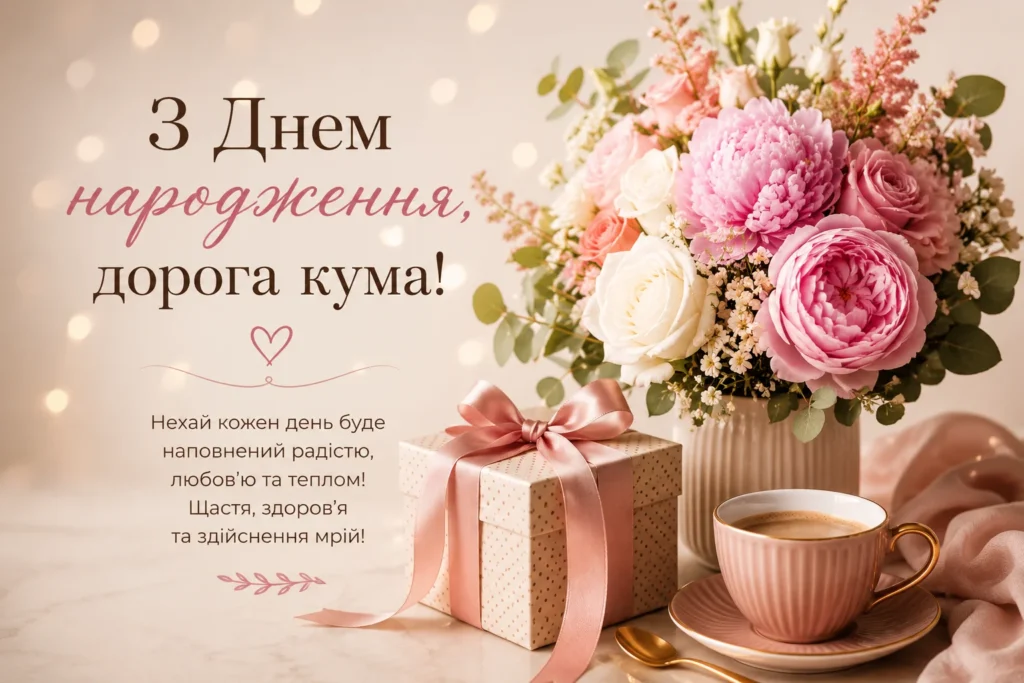 Листівка з Днем народження для куми