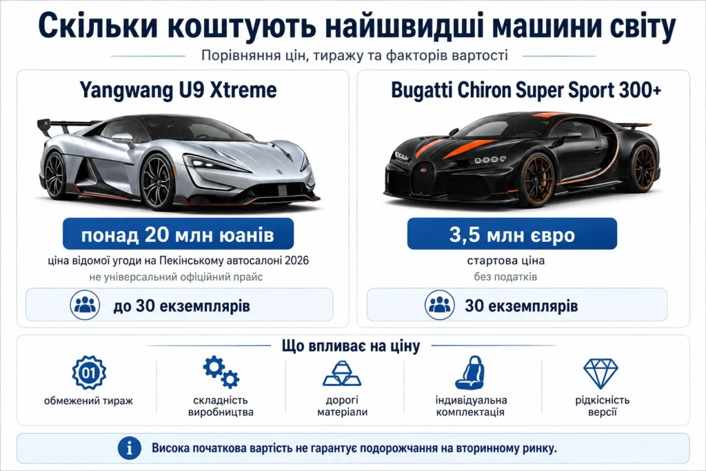 Порівняння цін найшвидших гіперкарів 