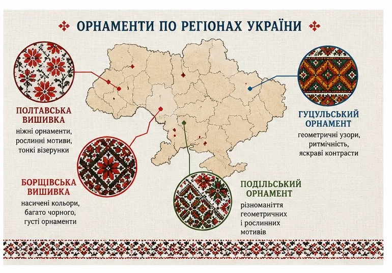 Особливості традиційних узорів та вишивки в різних куточках України