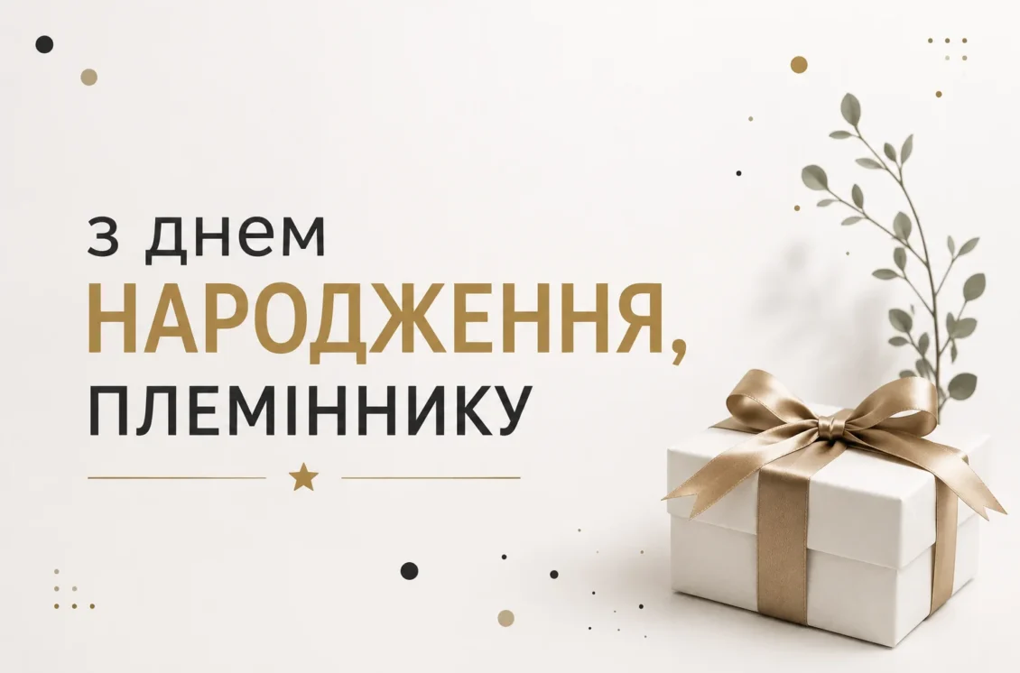 мінімалістична картинка з написом "з днем народження, племіннику" 