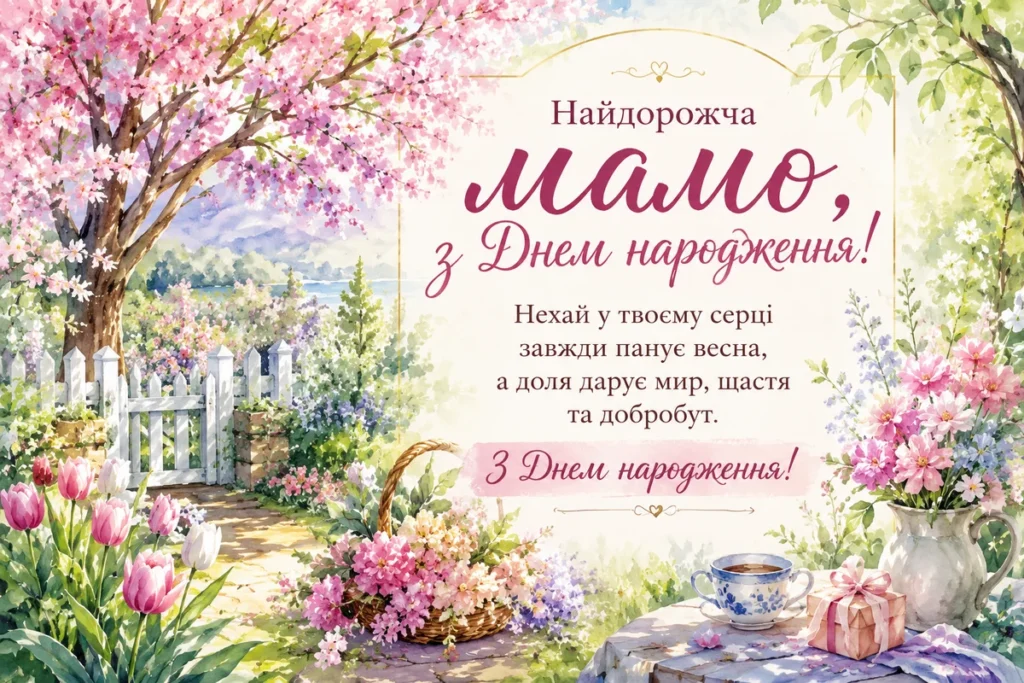 Весняний сад, що цвіте для матусі