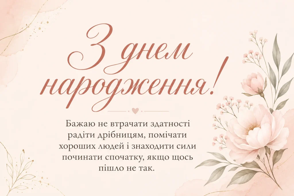 Елегантна листівка з днем народження подрузі