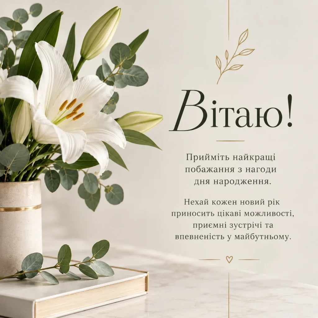 строга офіційна листівка з привітанням жінці 